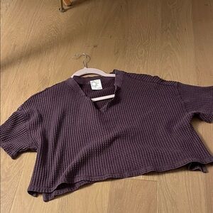 AERIE Waffle Knit Crop Top - Plum